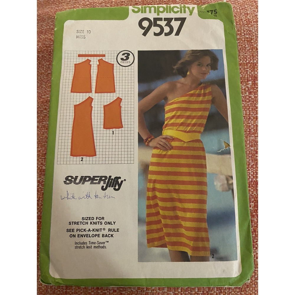 Vintage 1980 Simplicity Sewing Pattern 9537 Size 10 Cut Complete One Shoulder